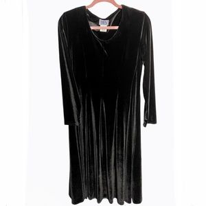 Vintage BFA black fit flare scoop neck midi dress